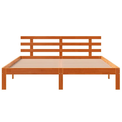 Bed Frame without Mattress Wax Brown 150x200 cm King Size Solid Wood Pine