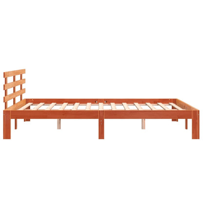 Bed Frame without Mattress Wax Brown 150x200 cm King Size Solid Wood Pine