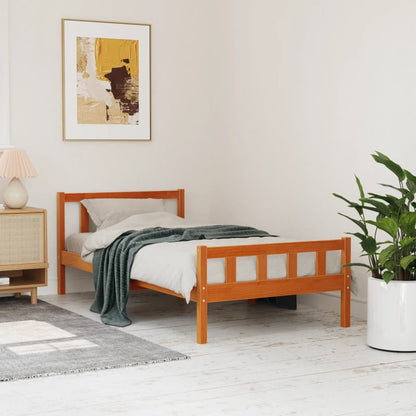 Bed Frame without Mattress Wax Brown 90x190 cm Single Solid Wood Pine