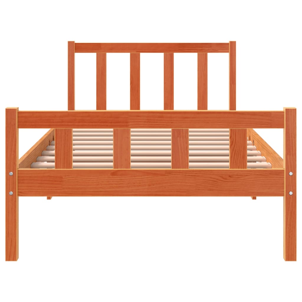 Bed Frame without Mattress Wax Brown 90x190 cm Single Solid Wood Pine