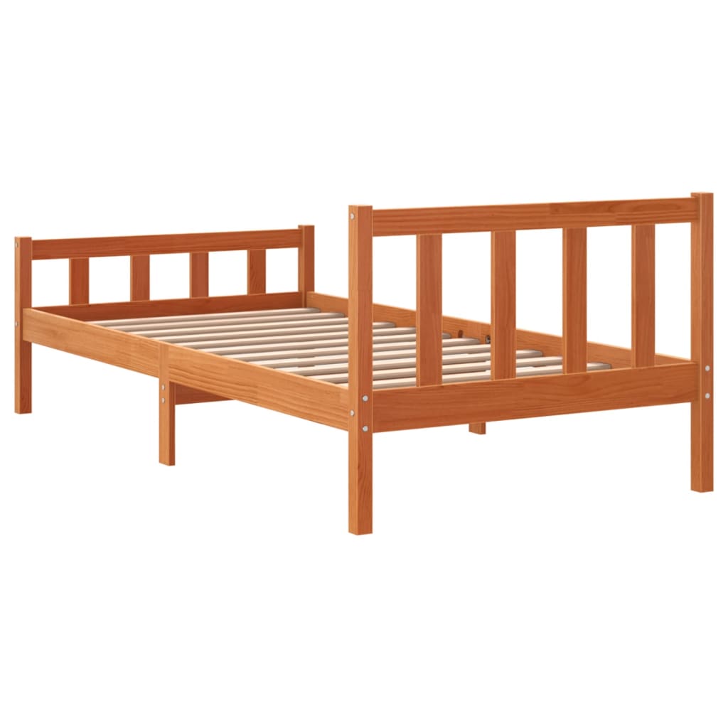 Bed Frame without Mattress Wax Brown 90x190 cm Single Solid Wood Pine