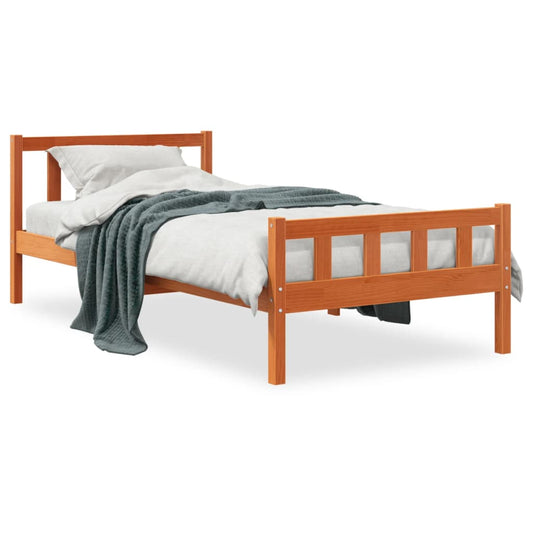Bed Frame without Mattress Wax Brown 90x190 cm Single Solid Wood Pine