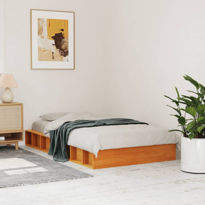 Bed Frame without Mattress Wax Brown 90x200 cm Solid Wood Pine