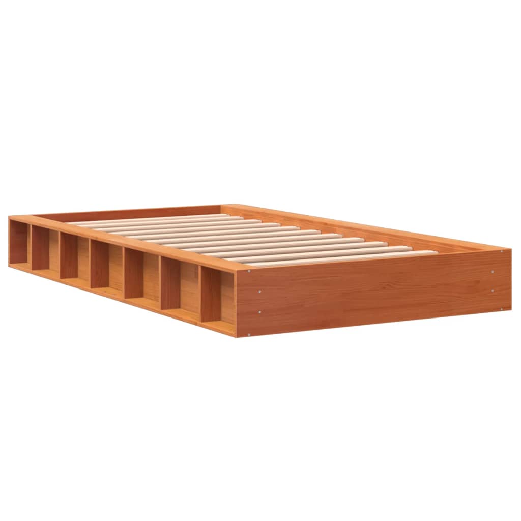 Bed Frame without Mattress Wax Brown 90x200 cm Solid Wood Pine