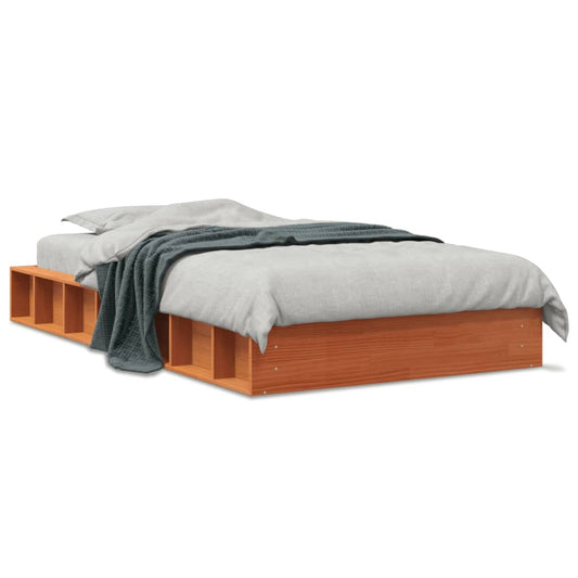 Bed Frame without Mattress Wax Brown 90x200 cm Solid Wood Pine