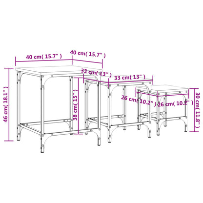 Nesting Coffee Tables 3 pcs Smoked Oak Engineered Wood