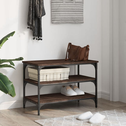 Shoe Bench Brown Oak 70x38.5x49 cm Engineered Wood