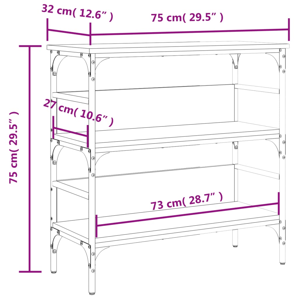 Console Table Grey Sonoma 75x32x75 cm Engineered Wood