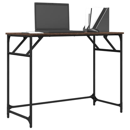 Desk Brown Oak 100x45x76 cm Engineered Wood and Powder-coated Steel
