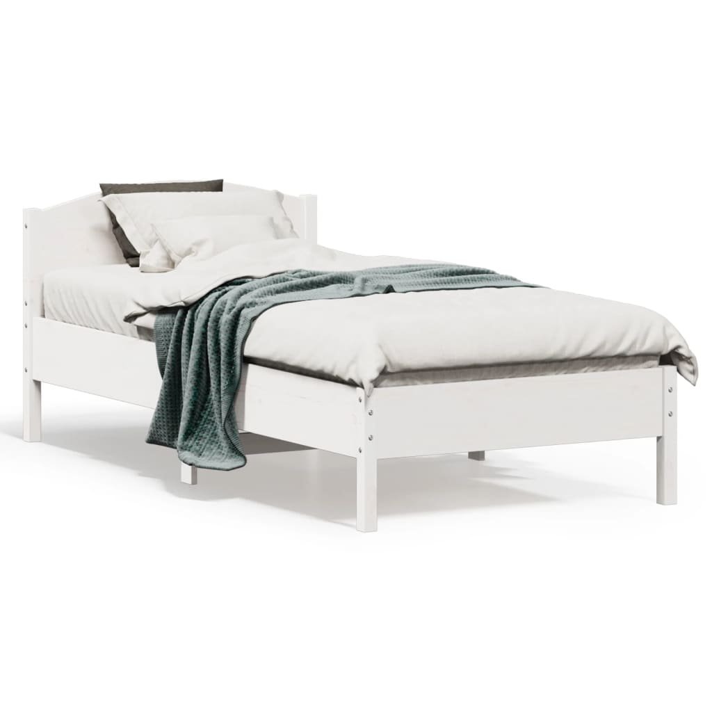 Bed Frame without Mattress White 75x190 cm Small Single Solid Wood Pine