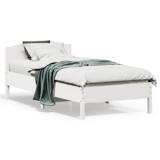Bed Frame without Mattress White 75x190 cm Small Single Solid Wood Pine