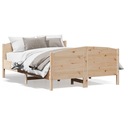 Bed Frame with Headboard 135x190 cm Double Solid Wood Pine
