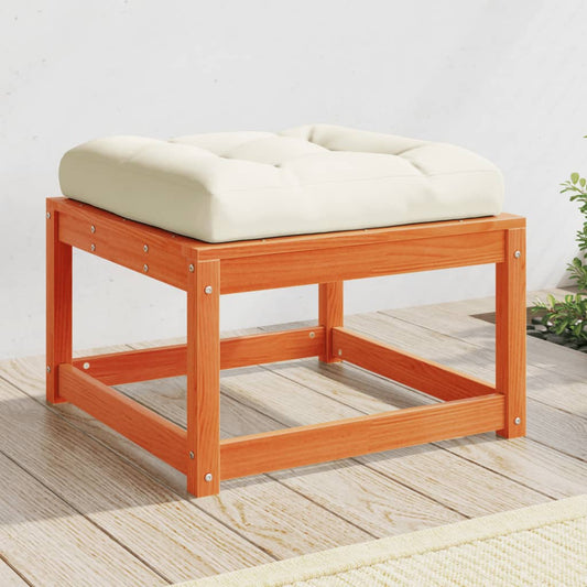 Garden Footstool with Cushions Wax Brown Solid Wood Pine