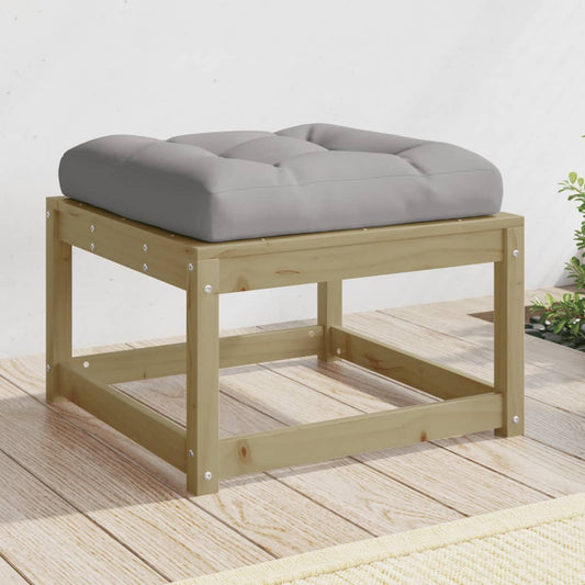 Garden Footstool with Cushions Impregnated Wood Pine