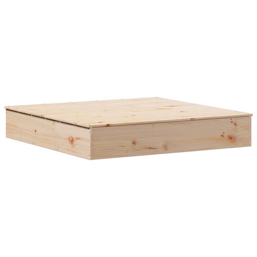 Sandpit with Cover 111x111x19.5 cm Solid Wood Pine
