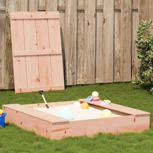 Sandpit with Cover 111x111x19.5 cm Solid Wood Douglas