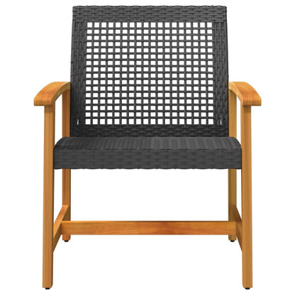 Garden Chairs 2 pcs Black Poly Rattan and Acacia Wood