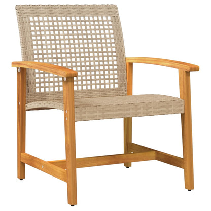 Garden Chairs 2 pcs Beige Poly Rattan and Acacia Wood