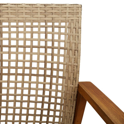 Garden Chairs 2 pcs Beige Poly Rattan and Acacia Wood