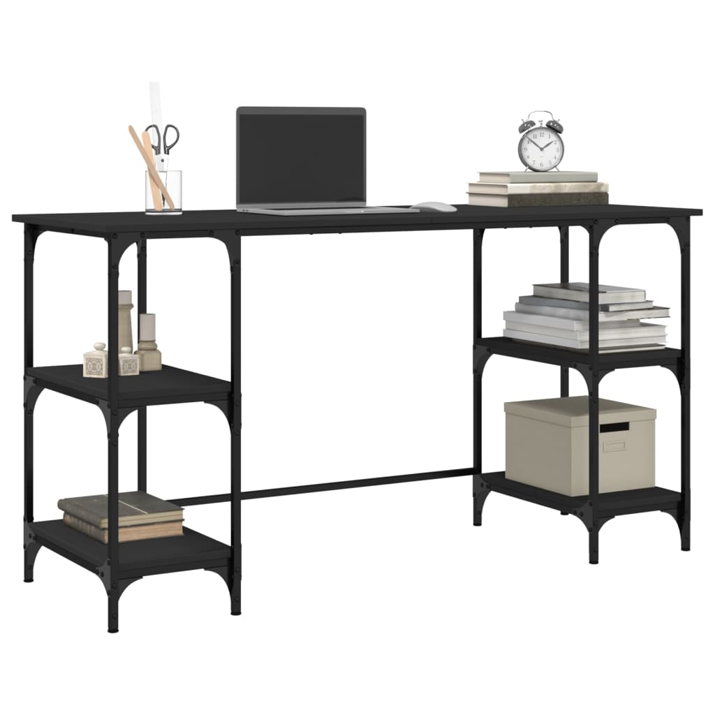 Desk Black 140x50x75 cm Metal and Engineered Wood