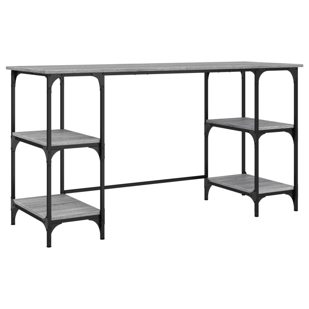 Desk Grey Sonoma 140x50x75 cm Metal and Engineered Wood