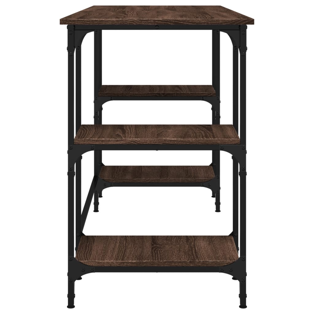 Desk Brown Oak 140x50x75 cm Metal and Engineered Wood